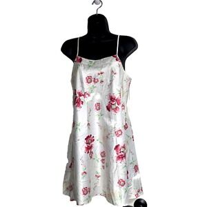 Cabernet Women's Satin Floral Print Sleepwear Nightgown Adjustable Straps Size S